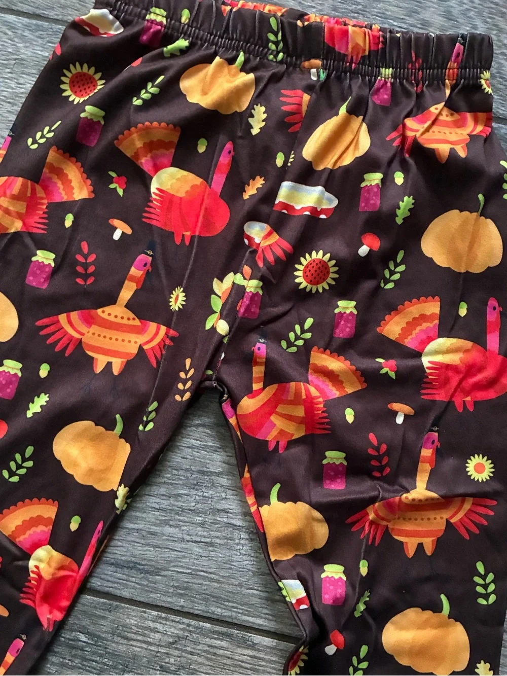 Girls Thanksgiving Outfit Set Turkey Print Flare Pants 5/6
